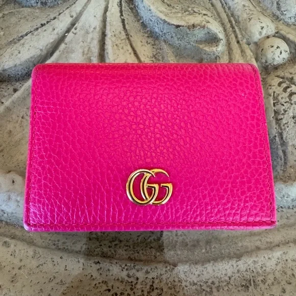 ❤️🔥 Gucci Pink GG Marmont Leather Wallet – Gold Hardware – Excellent Condition - Picture 1 of 7